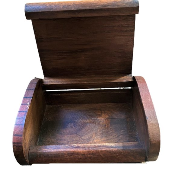 2/$40 Vintage Tiki 60s 70s wooden lady with fan trinket jewelry box - Picture 4 of 11